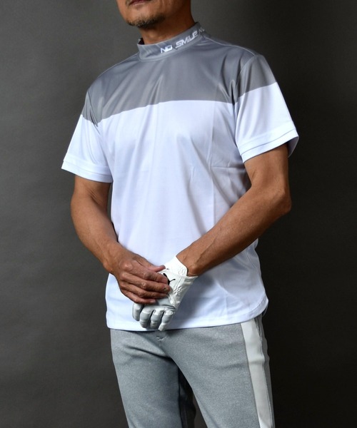 COMON GOLF(コモンゴルフ)の「バイカラーDRY素材 半袖モックネック ゴルフシャツ(Tシャツ/カットソー・メンズ・ブラック×ベージュ/グレー×ホワイト・XXL/L/M/XL)」の15枚目の写真