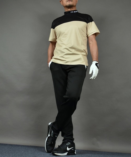 COMON GOLF(コモンゴルフ)の「バイカラーDRY素材 半袖モックネック ゴルフシャツ(Tシャツ/カットソー・メンズ・ブラック×ベージュ/グレー×ホワイト・XXL/L/M/XL)」の19枚目の写真