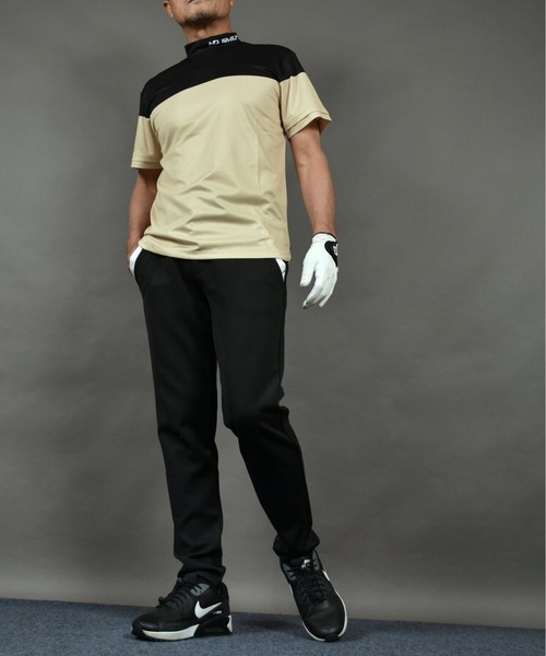 COMON GOLF(コモンゴルフ)の「バイカラーDRY素材 半袖モックネック ゴルフシャツ(Tシャツ/カットソー・メンズ・ブラック×ベージュ/グレー×ホワイト・XXL/L/M/XL)」の21枚目の写真