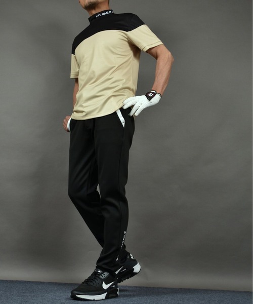 COMON GOLF(コモンゴルフ)の「バイカラーDRY素材 半袖モックネック ゴルフシャツ(Tシャツ/カットソー・メンズ・ブラック×ベージュ/グレー×ホワイト・XXL/L/M/XL)」の9枚目の写真