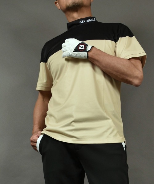 COMON GOLF(コモンゴルフ)の「バイカラーDRY素材 半袖モックネック ゴルフシャツ(Tシャツ/カットソー・メンズ・ブラック×ベージュ/グレー×ホワイト・XXL/L/M/XL)」の20枚目の写真