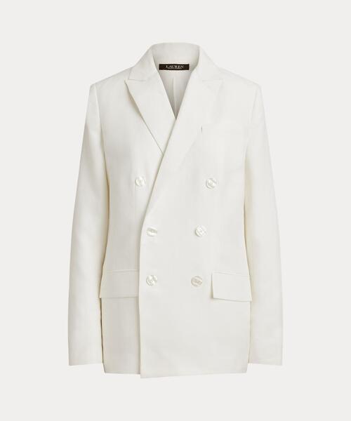 LAUREN RALPH LAUREN(ローレン ラルフ ローレン)の「ダブルブレステッド リネンブレンド ツイル ブレザー(テーラードジャケット・レディース・ホワイト・6/4/2/00/0)」の6枚目の写真