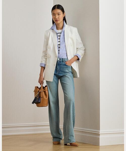 LAUREN RALPH LAUREN(ローレン ラルフ ローレン)の「ダブルブレステッド リネンブレンド ツイル ブレザー(テーラードジャケット・レディース・ホワイト・6/4/2/00/0)」の7枚目の写真