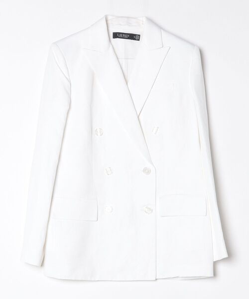 LAUREN RALPH LAUREN(ローレン ラルフ ローレン)の「ダブルブレステッド リネンブレンド ツイル ブレザー(テーラードジャケット・レディース・ホワイト・6/4/2/00/0)」の3枚目の写真