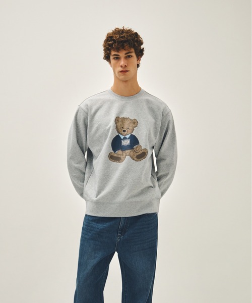 MARITHE + FRANCOIS GIRBAUD(マリテフランソワジルボー)の「DOODLE BEAR SWEATSHIRT(スウェット・レディース・ヘザーグレー/ネイビー・LARGE/MEDIUM/SMALL)」の1枚目の写真