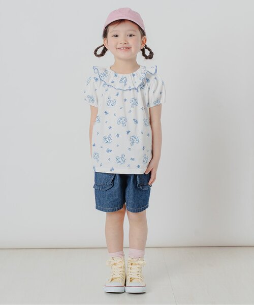 Boribon(ボリボン)の「【リンク】スワン・ローズガーデン総柄Tシャツ(Tシャツ/カットソー・キッズ・ブルー/ピンク/レッド・80/90/100/110/120)」の4枚目の写真