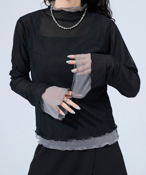 Ellno de Mavie(エルノデメヴィ)の「リバーシブルメロウシアートップス(Tシャツ/カットソー・レディース・ブラック/ブルー・FREE)」の2枚目の写真