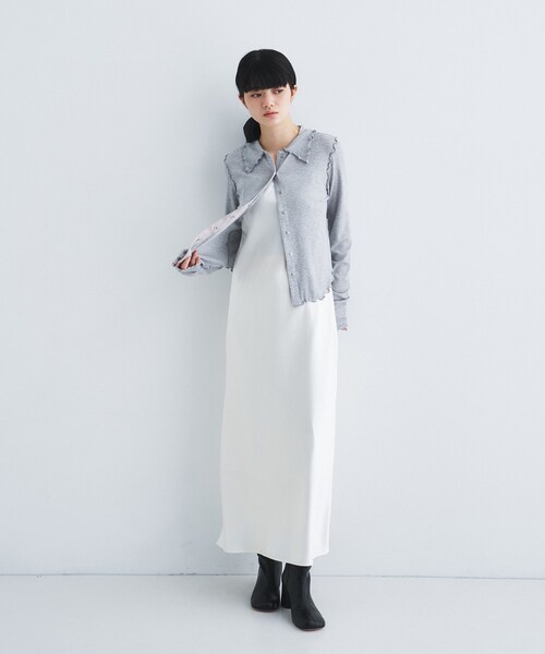 CODE A（コードエー）の「edge－fit ribbed cardigan（カーディガン/ボレロ・レディース・ライトグレー/ホワイト/ライトブルー・00）」の6枚目の写真