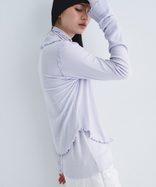 CODE A（コードエー）の「edge－fit ribbed cardigan（カーディガン/ボレロ・レディース・ライトグレー/ホワイト/ライトブルー・00）」の13枚目の写真