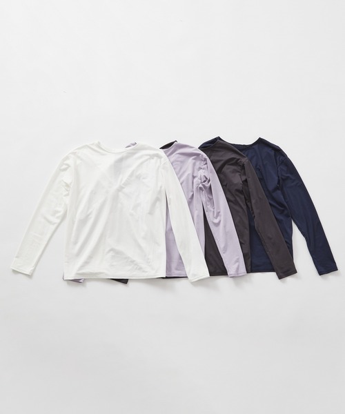 Julier Yoga and Relax（ジュリエヨガアンドリラックス）の「Julier ライトプライム バッククロスプルオーバー（Tシャツ/カットソー・レディース・ホワイト/ネイビー/チャコール/ラベンダー・FREE）」の6枚目の写真