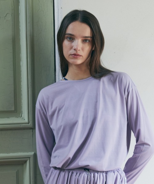 Julier Yoga and Relax（ジュリエヨガアンドリラックス）の「Julier ライトプライム バッククロスプルオーバー（Tシャツ/カットソー・レディース・ホワイト/ネイビー/チャコール/ラベンダー・FREE）」の8枚目の写真