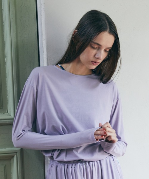 Julier Yoga and Relax（ジュリエヨガアンドリラックス）の「Julier ライトプライム バッククロスプルオーバー（Tシャツ/カットソー・レディース・ホワイト/ネイビー/チャコール/ラベンダー・FREE）」の10枚目の写真