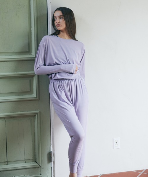 Julier Yoga and Relax（ジュリエヨガアンドリラックス）の「Julier ライトプライム バッククロスプルオーバー（Tシャツ/カットソー・レディース・ホワイト/ネイビー/チャコール/ラベンダー・FREE）」の12枚目の写真