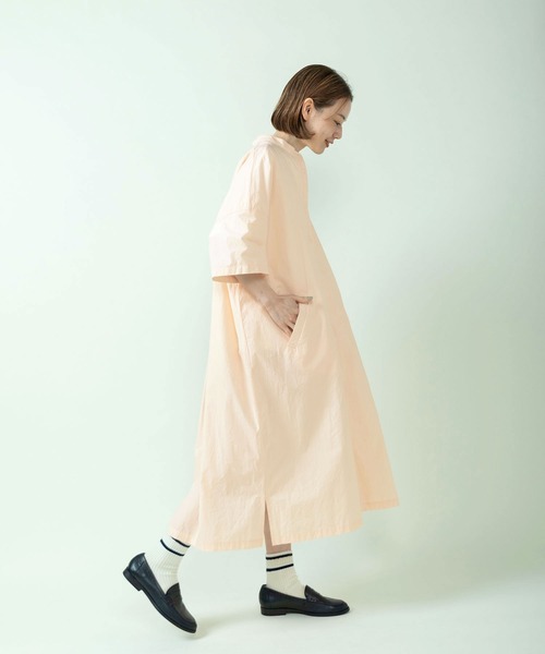 PAR ICI（パーリッシィ）の「チェック/無地 BIGシャツワンピース（シャツワンピース・レディース・ピンク/ダークブラウン/イエロー/サックスブルー/アイボリー・FREE）」の8枚目の写真