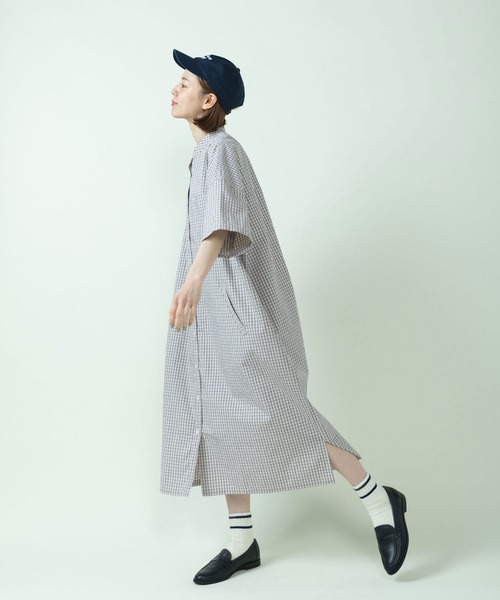 PAR ICI（パーリッシィ）の「チェック/無地 BIGシャツワンピース（シャツワンピース・レディース・ピンク/ダークブラウン/イエロー/サックスブルー/アイボリー・FREE）」の14枚目の写真