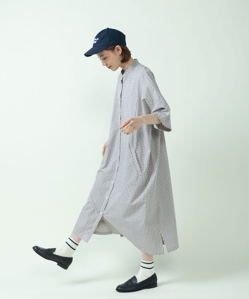 PAR ICI（パーリッシィ）の「チェック/無地 BIGシャツワンピース（シャツワンピース・レディース・ピンク/ダークブラウン/イエロー/サックスブルー/アイボリー・FREE）」の15枚目の写真