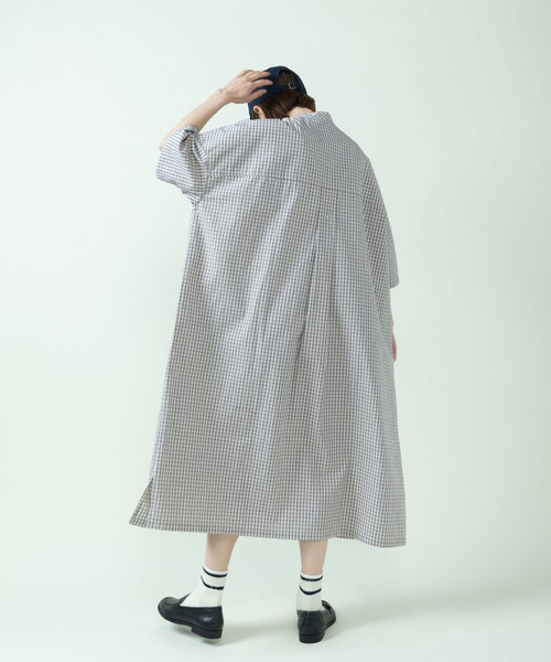 PAR ICI（パーリッシィ）の「チェック/無地 BIGシャツワンピース（シャツワンピース・レディース・ピンク/ダークブラウン/イエロー/サックスブルー/アイボリー・FREE）」の16枚目の写真