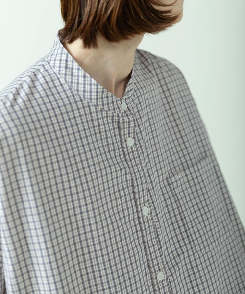 PAR ICI（パーリッシィ）の「チェック/無地 BIGシャツワンピース（シャツワンピース・レディース・ピンク/ダークブラウン/イエロー/サックスブルー/アイボリー・FREE）」の21枚目の写真