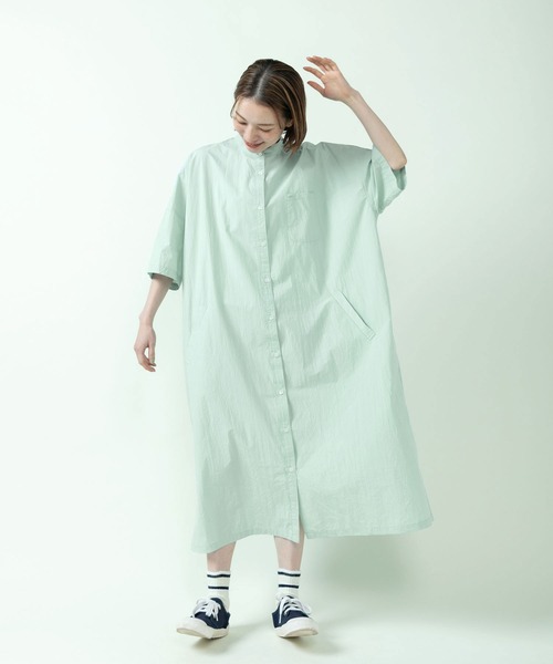 PAR ICI（パーリッシィ）の「チェック/無地 BIGシャツワンピース（シャツワンピース・レディース・ピンク/ダークブラウン/イエロー/サックスブルー/アイボリー・FREE）」の22枚目の写真