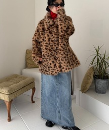 lanan select（ラナンセレクト）の「レオパ柄襟付きファーコート（ブルゾン）」
