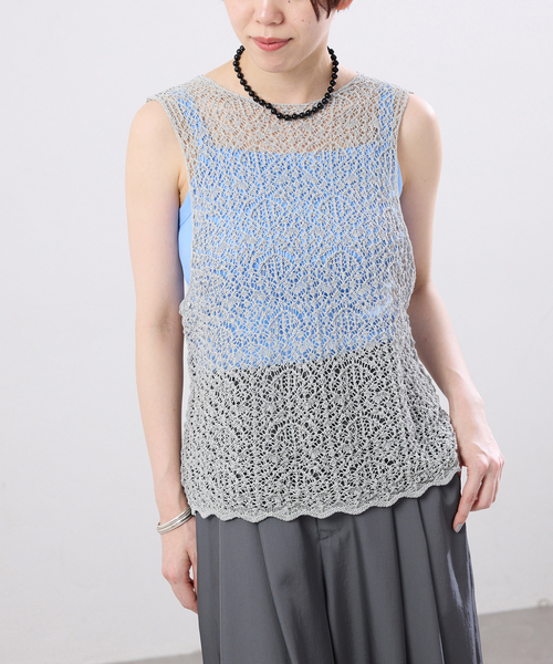 IENA（イエナ）の「enrica/エンリカ レースガラKNIT ニット KNIT225（ニット/セーター・レディース・グレー/ブラック・FREE）」の2枚目の写真