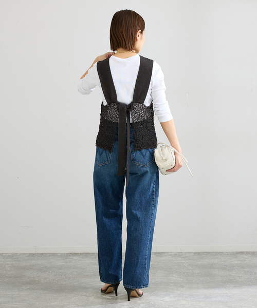 IENA（イエナ）の「enrica/エンリカ レースガラKNIT ニット KNIT225（ニット/セーター・レディース・グレー/ブラック・FREE）」の4枚目の写真