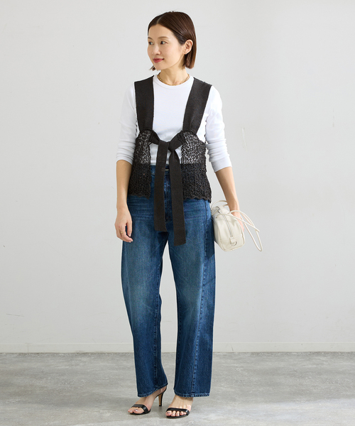IENA（イエナ）の「enrica/エンリカ レースガラKNIT ニット KNIT225（ニット/セーター・レディース・グレー/ブラック・FREE）」の5枚目の写真