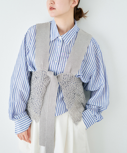 IENA（イエナ）の「enrica/エンリカ レースガラKNIT ニット KNIT225（ニット/セーター・レディース・グレー/ブラック・FREE）」の20枚目の写真
