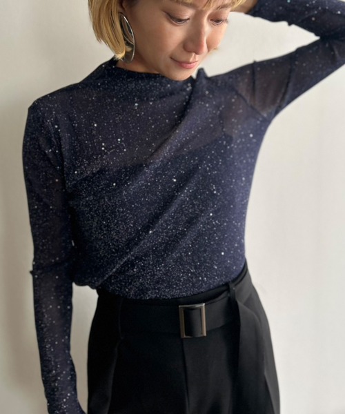 Kotoe（コトエ）の「プチハイネック ギャラクシーラメカットソー（Tシャツ/カットソー・レディース・ホワイト/ベージュ/ネイビー/ブラック・FREE）」の16枚目の写真