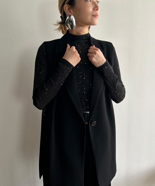 Kotoe（コトエ）の「プチハイネック ギャラクシーラメカットソー（Tシャツ/カットソー・レディース・ホワイト/ベージュ/ネイビー/ブラック・FREE）」の5枚目の写真