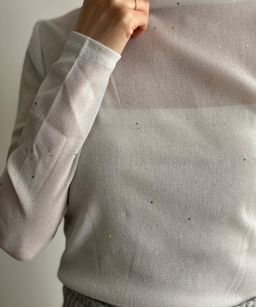 Kotoe（コトエ）の「プチハイネック ギャラクシーラメカットソー（Tシャツ/カットソー・レディース・ホワイト/ベージュ/ネイビー/ブラック・FREE）」の9枚目の写真