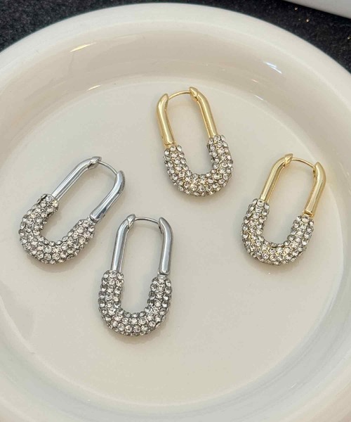 blackdia ocean（ブラックダイヤオーシャン）の「blackdia ocean ハーフパヴェ フープピアス（ピアス（両耳用）・レディース・ゴールド/シルバー・FREE）」の6枚目の写真