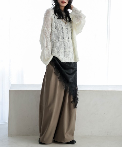 La-gemme(ラジェム)の「カーブタックワイドパンツ(その他パンツ・レディース・ベージュ/オリーブ/ブラック/ブラウン・L/M)」の18枚目の写真