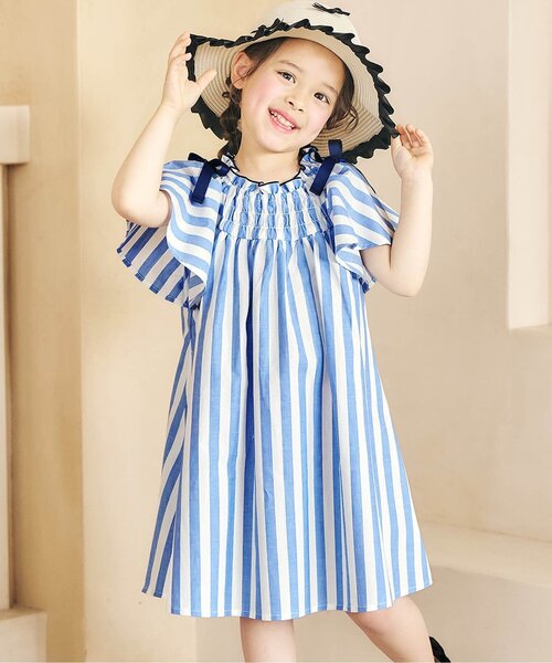 apres les cours(アプレレクール)の「【リンク】肩リボンフレアヒロインワンピース(ワンピース・キッズ・ブラウン/その他3/チェック/ストライプ・100/120/110/90/80/140/130)」の4枚目の写真