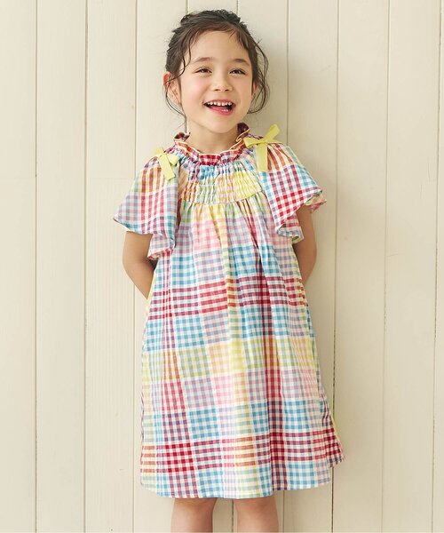 apres les cours(アプレレクール)の「【リンク】肩リボンフレアヒロインワンピース(ワンピース・キッズ・ブラウン/その他3/チェック/ストライプ・100/120/110/90/80/140/130)」の1枚目の写真