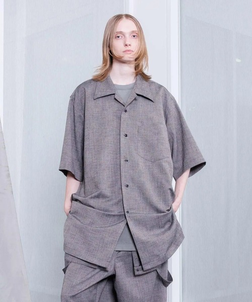 VOAAOV(ヴォアーブ)の「【VOAAOV】TWEED / STRIPE - SET UP Short Sleeve Shirt(シャツ/ブラウス・メンズ・ネイビー/ブラウン・1/2)」の1枚目の写真