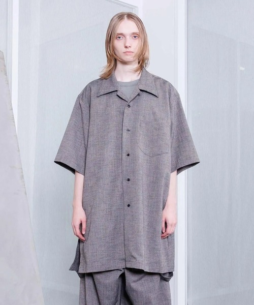 VOAAOV(ヴォアーブ)の「【VOAAOV】TWEED / STRIPE - SET UP Short Sleeve Shirt(シャツ/ブラウス・メンズ・ネイビー/ブラウン・1/2)」の4枚目の写真