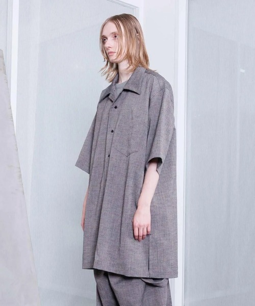 VOAAOV(ヴォアーブ)の「【VOAAOV】TWEED / STRIPE - SET UP Short Sleeve Shirt(シャツ/ブラウス・メンズ・ネイビー/ブラウン・1/2)」の5枚目の写真