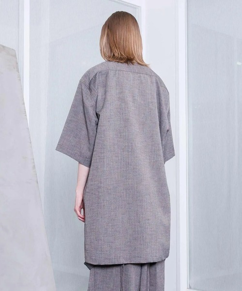 VOAAOV(ヴォアーブ)の「【VOAAOV】TWEED / STRIPE - SET UP Short Sleeve Shirt(シャツ/ブラウス・メンズ・ネイビー/ブラウン・1/2)」の6枚目の写真