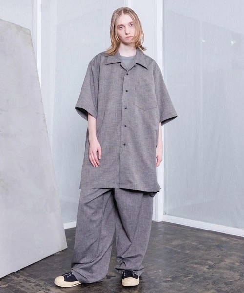 VOAAOV(ヴォアーブ)の「【VOAAOV】TWEED / STRIPE - SET UP Short Sleeve Shirt(シャツ/ブラウス・メンズ・ネイビー/ブラウン・1/2)」の8枚目の写真