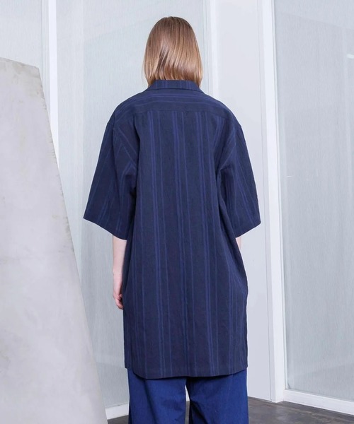 VOAAOV(ヴォアーブ)の「【VOAAOV】TWEED / STRIPE - SET UP Short Sleeve Shirt(シャツ/ブラウス・メンズ・ネイビー/ブラウン・1/2)」の9枚目の写真