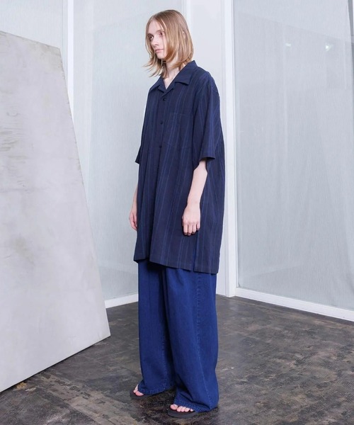 VOAAOV(ヴォアーブ)の「【VOAAOV】TWEED / STRIPE - SET UP Short Sleeve Shirt(シャツ/ブラウス・メンズ・ネイビー/ブラウン・1/2)」の10枚目の写真