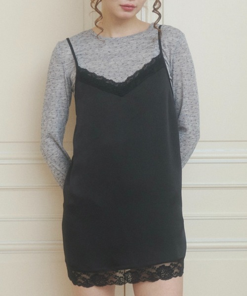 satin lace mini cami dress / サテンレースキャミワンピ（ワンピース