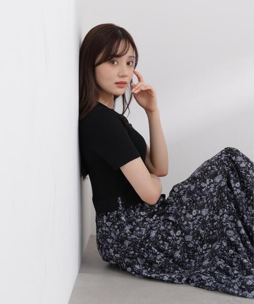 PROPORTION BODY DRESSING(プロポーションボディドレッシング)の「半袖花柄ドッキングニットワンピース / 1216140410(ワンピース・レディース・ネイビー/ブラック・MEDIUM/P/S/SMALL)」の18枚目の写真