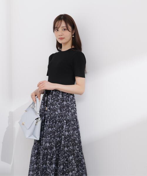PROPORTION BODY DRESSING(プロポーションボディドレッシング)の「半袖花柄ドッキングニットワンピース / 1216140410(ワンピース・レディース・ネイビー/ブラック・MEDIUM/P/S/SMALL)」の19枚目の写真