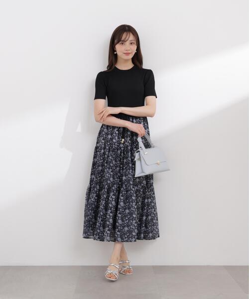 PROPORTION BODY DRESSING(プロポーションボディドレッシング)の「半袖花柄ドッキングニットワンピース / 1216140410(ワンピース・レディース・ネイビー/ブラック・MEDIUM/P/S/SMALL)」の20枚目の写真