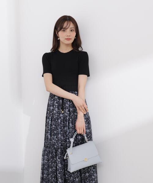PROPORTION BODY DRESSING(プロポーションボディドレッシング)の「半袖花柄ドッキングニットワンピース / 1216140410(ワンピース・レディース・ネイビー/ブラック・MEDIUM/P/S/SMALL)」の22枚目の写真