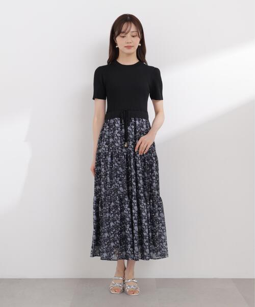 PROPORTION BODY DRESSING(プロポーションボディドレッシング)の「半袖花柄ドッキングニットワンピース / 1216140410(ワンピース・レディース・ネイビー/ブラック・MEDIUM/P/S/SMALL)」の10枚目の写真