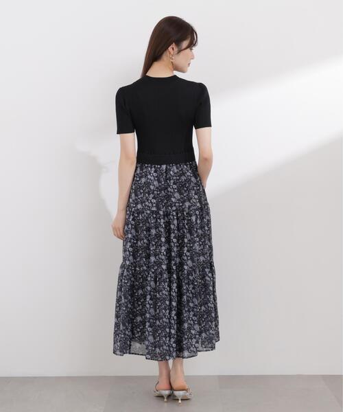 PROPORTION BODY DRESSING(プロポーションボディドレッシング)の「半袖花柄ドッキングニットワンピース / 1216140410(ワンピース・レディース・ネイビー/ブラック・MEDIUM/P/S/SMALL)」の12枚目の写真