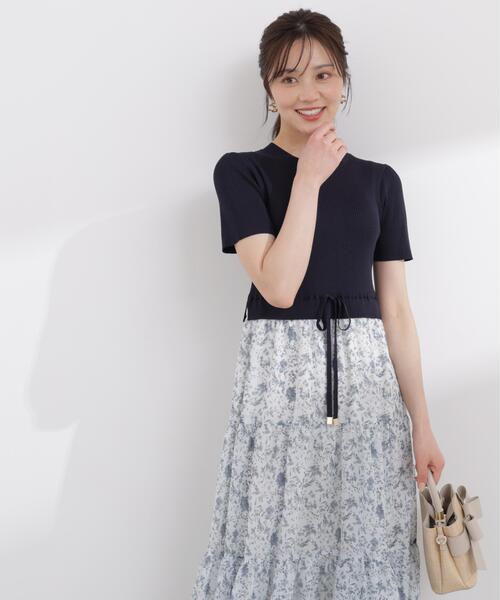 PROPORTION BODY DRESSING(プロポーションボディドレッシング)の「半袖花柄ドッキングニットワンピース / 1216140410(ワンピース・レディース・ネイビー/ブラック・MEDIUM/P/S/SMALL)」の10枚目の写真